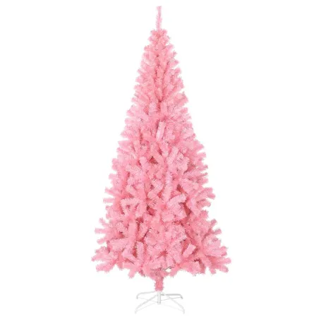 Sapin de Noël artificiel avec support rose 210 cm PVC