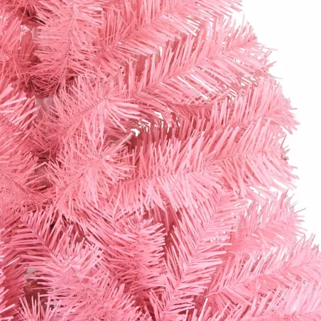 Sapin de Noël artificiel avec support rose 210 cm PVC