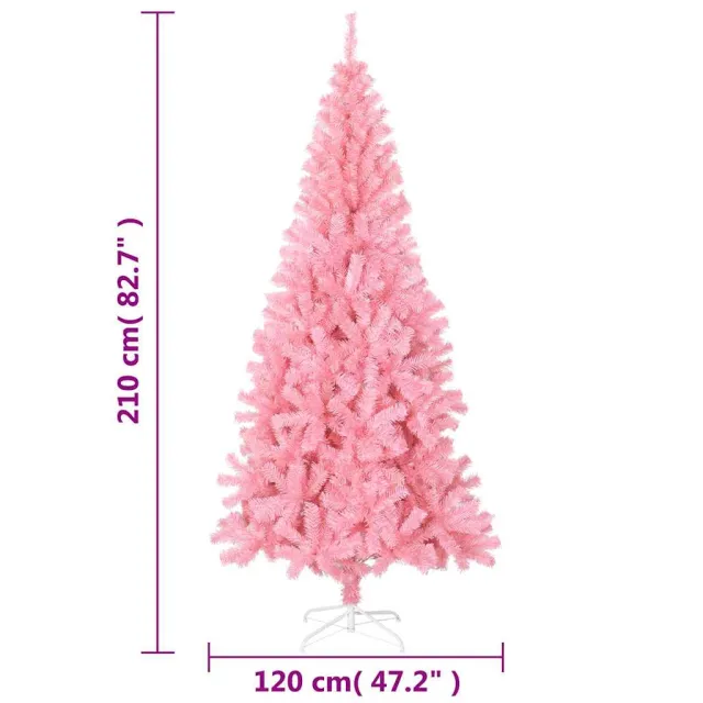Sapin de Noël artificiel avec support rose 210 cm PVC