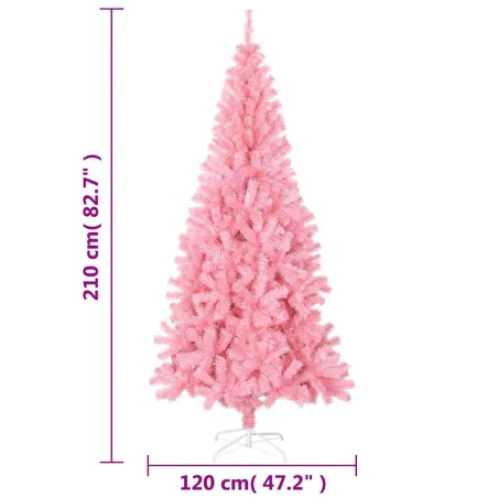 Sapin de Noël artificiel avec support rose 210 cm PVC