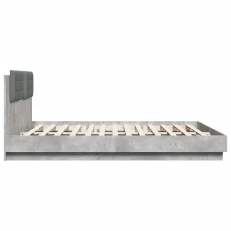 Cadre de lit avec LED sans matelas gris béton 160x200 cm