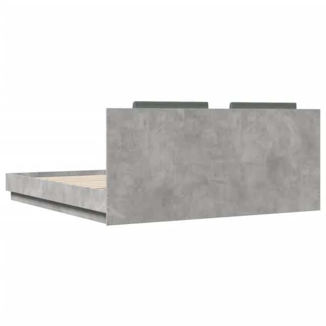 Cadre de lit avec LED sans matelas gris béton 160x200 cm