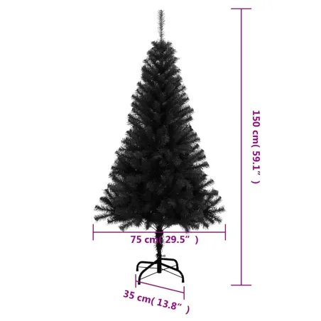 Sapin de Noël artificiel avec support noir 150 cm PVC