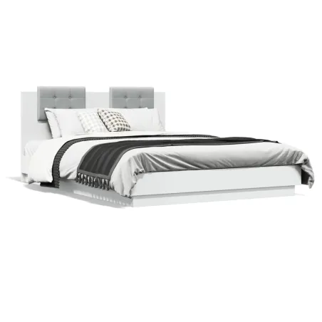 Cadre de lit avec LED sans matelas blanc 150x200 cm