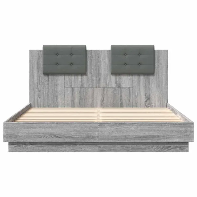 Cadre de lit avec LED sans matelas sonoma gris 150x200 cm