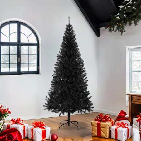 Sapin de Noël artificiel avec support noir 180 cm PVC