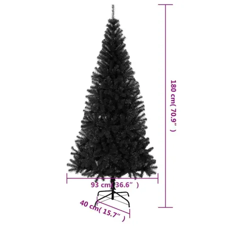 Sapin de Noël artificiel avec support noir 180 cm PVC