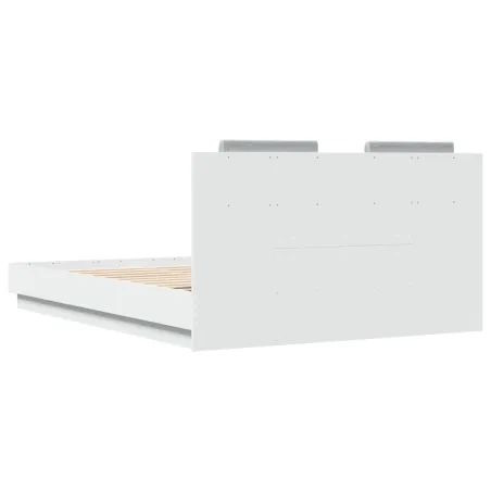 Cadre de lit avec LED sans matelas blanc 140x200 cm