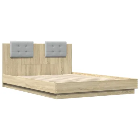 Cadre de lit avec LED sans matelas chêne sonoma 140x200 cm