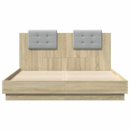 Cadre de lit avec LED sans matelas chêne sonoma 120x200 cm