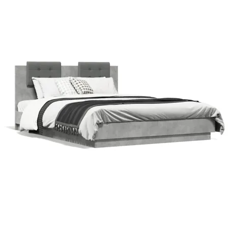 Cadre de lit avec LED sans matelas gris béton 120x200 cm