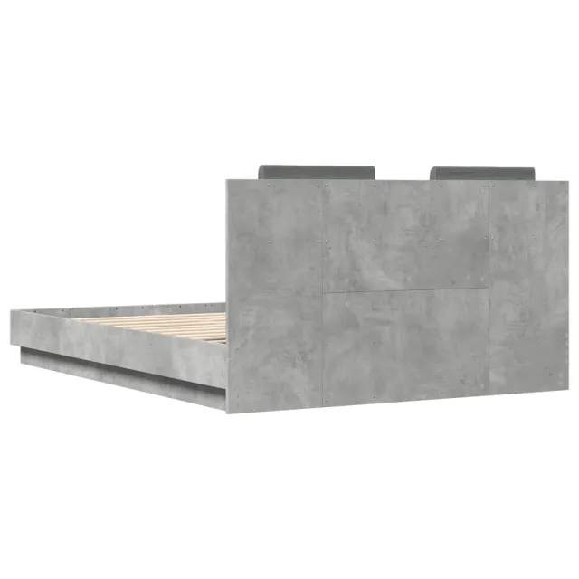 Cadre de lit avec LED sans matelas gris béton 120x200 cm