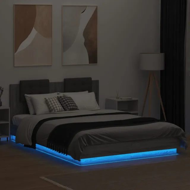 Cadre de lit avec LED sans matelas sonoma gris 120x200 cm