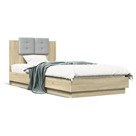 Cadre de lit avec LED sans matelas chêne sonoma 100x200 cm