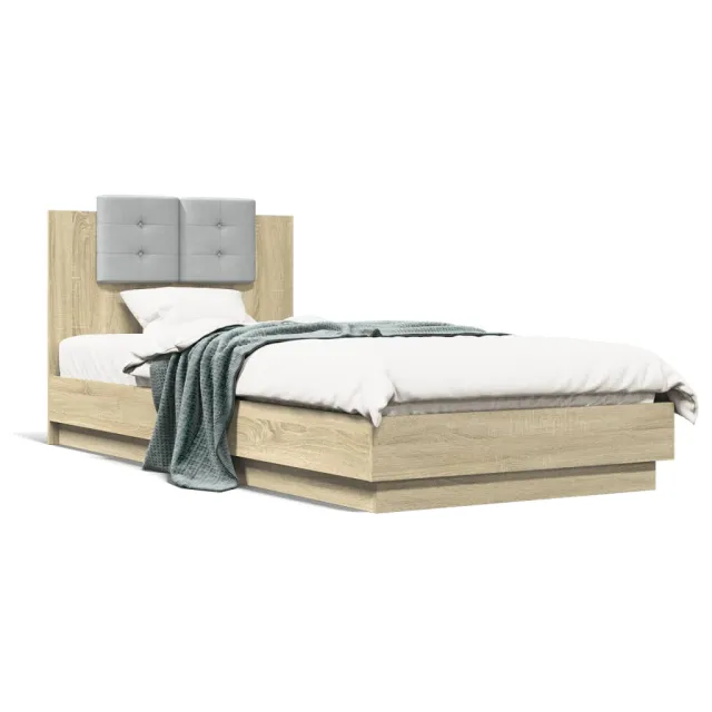 Cadre de lit avec LED sans matelas chêne sonoma 90x200 cm