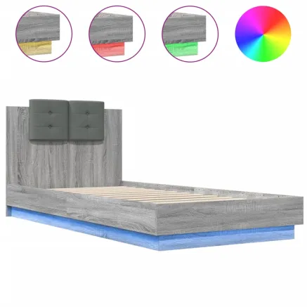 Cadre de lit avec LED sans matelas sonoma gris 90x200 cm 2