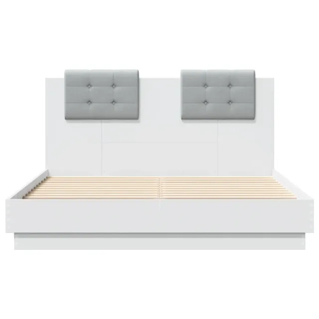 Cadre de lit avec LED sans matelas blanc 140x190 cm