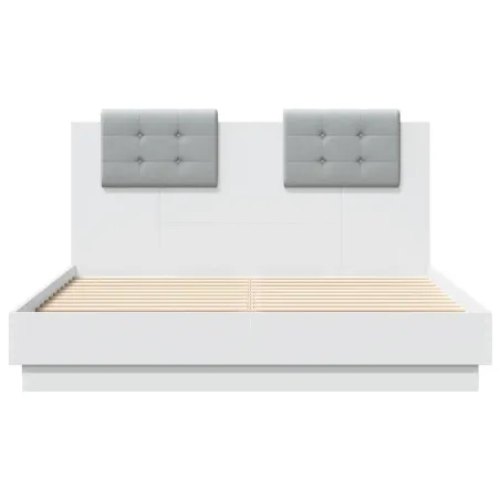 Cadre de lit avec LED sans matelas blanc 140x190 cm