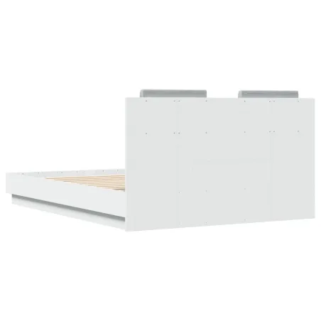 Cadre de lit avec LED sans matelas blanc 140x190 cm