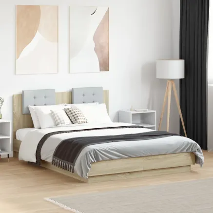 Cadre de lit avec LED sans matelas chêne sonoma 120x190 cm