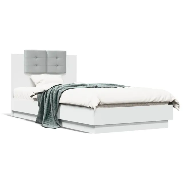 Cadre de lit avec LED sans matelas blanc 90x190 cm