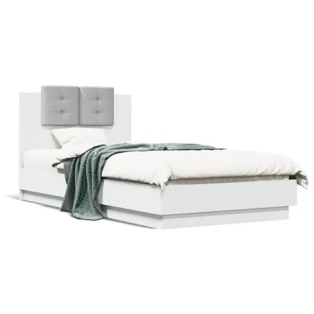 Cadre de lit avec LED sans matelas blanc 90x190 cm