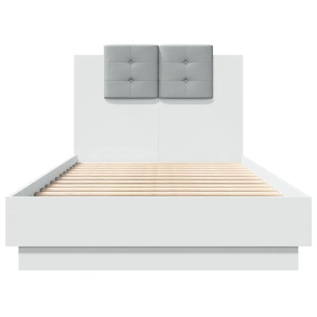 Cadre de lit avec LED sans matelas blanc 90x190 cm