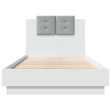Cadre de lit avec LED sans matelas blanc 75x190 cm
