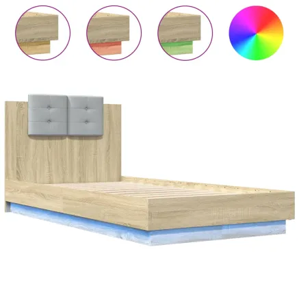 Cadre de lit avec LED sans matelas chêne sonoma 75x190 cm 2