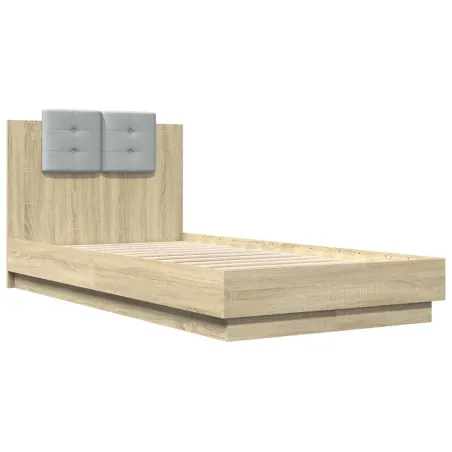 Cadre de lit avec LED sans matelas chêne sonoma 75x190 cm