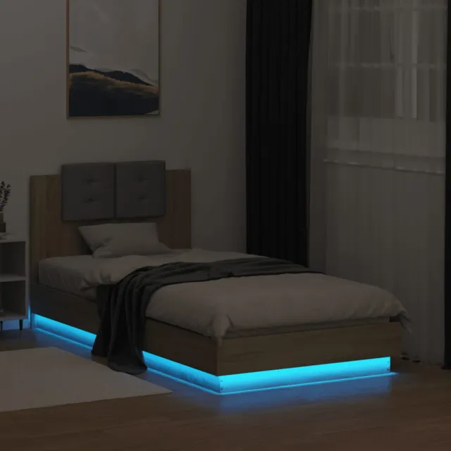 Cadre de lit avec LED sans matelas chêne sonoma 75x190 cm