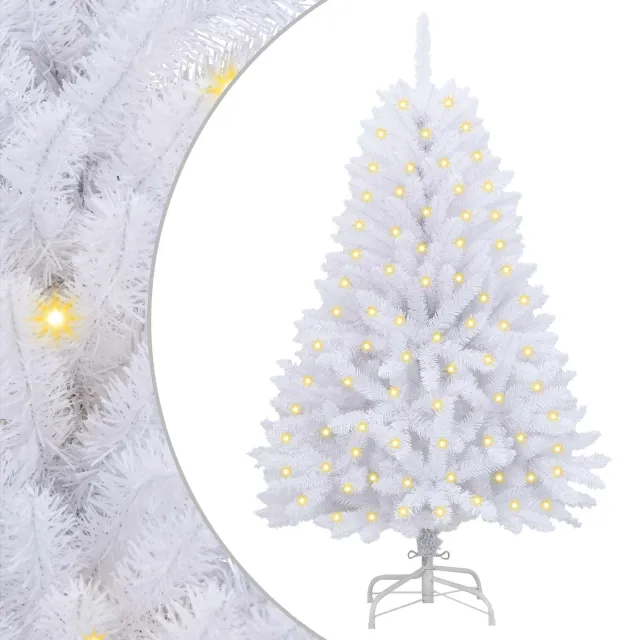 Sapin de Noël artificiel avec 150 LED Blanc 120 cm PVC et métal