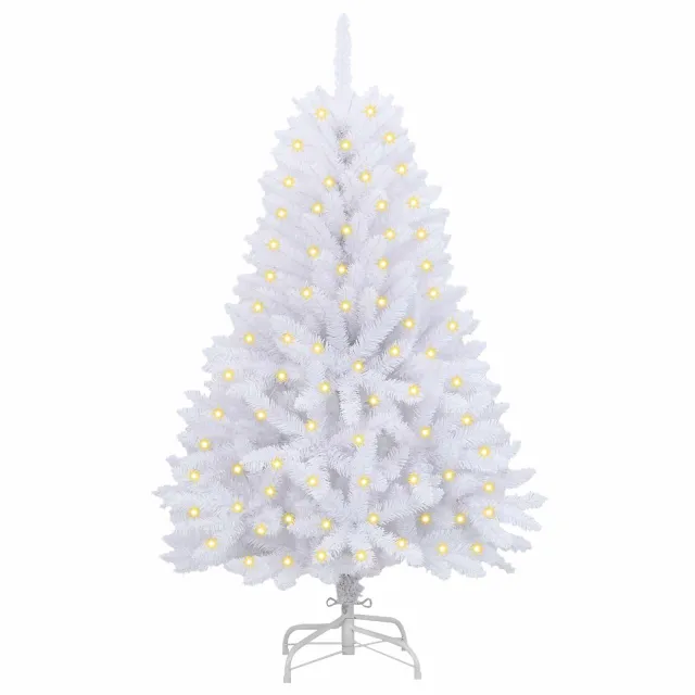 Sapin de Noël artificiel avec 150 LED Blanc 120 cm PVC et métal