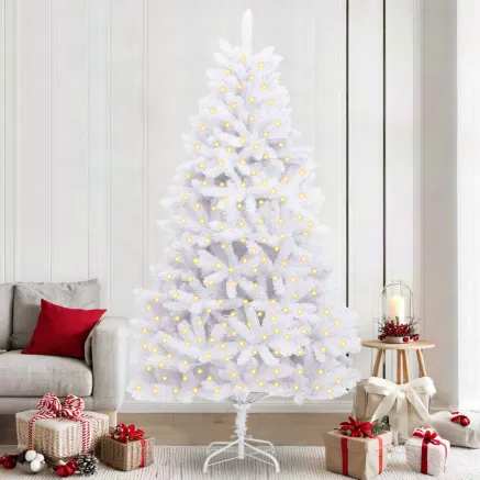 Sapin de Noël artificiel avec 300 LED Blanc 240 cm PVC et métal