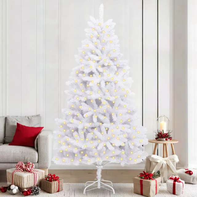 Sapin de Noël artificiel avec 300 LED Blanc 240 cm PVC et métal