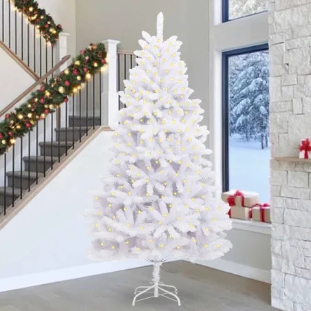 Sapin de Noël artificiel avec 300 LED Blanc 300 cm PVC et métal