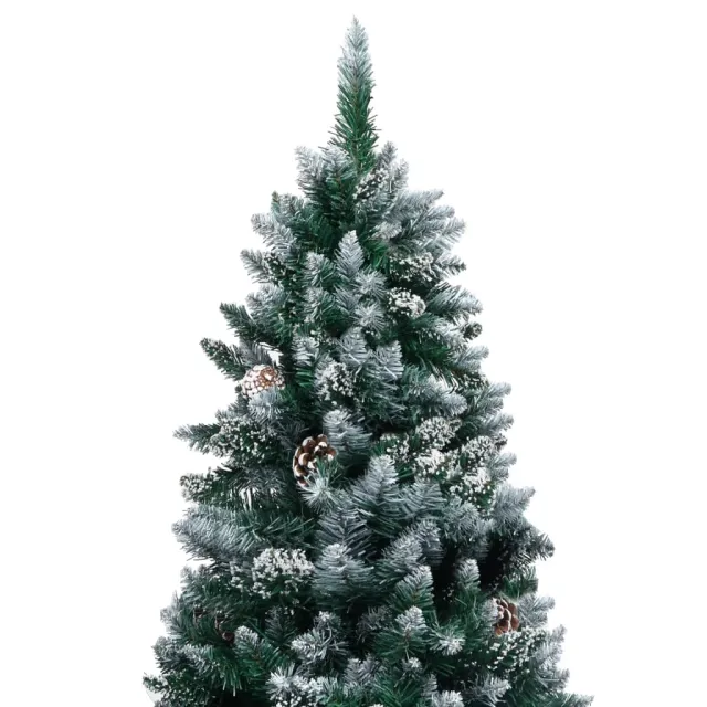 Sapin de Noël avec pommes de pin et neige blanche 180 cm