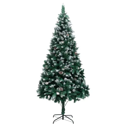 Sapin de Noël avec pommes de pin et neige blanche 240 cm