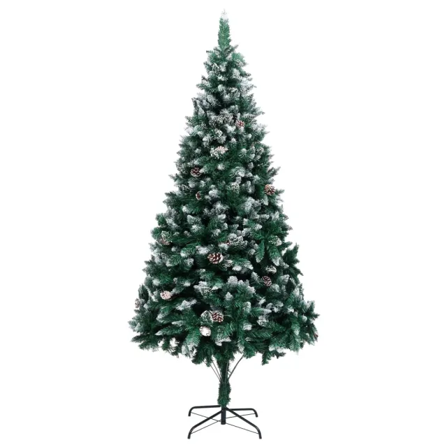 Sapin de Noël avec pommes de pin et neige blanche 240 cm