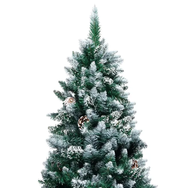 Sapin de Noël avec pommes de pin et neige blanche 240 cm