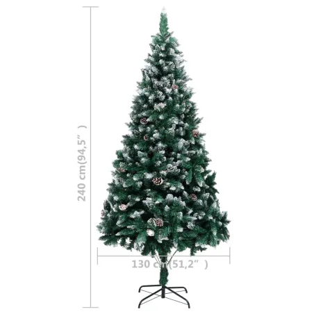 Sapin de Noël avec pommes de pin et neige blanche 240 cm