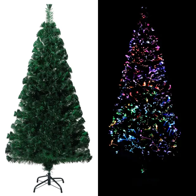 Sapin de Noël artificiel avec support vert 120 cm fibre optique