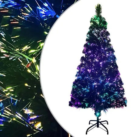 Sapin de Noël artificiel avec support vert 120 cm fibre optique
