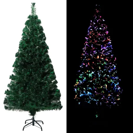 Sapin de Noël artificiel avec support vert 150 cm fibre optique