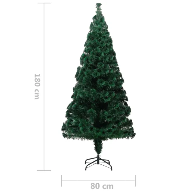 Sapin de Noël artificiel avec support vert 180 cm fibre optique