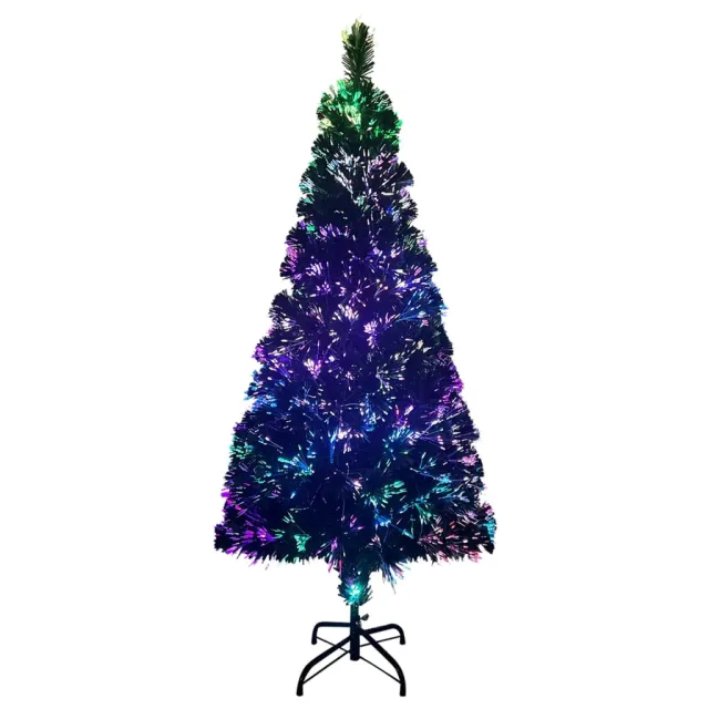 Sapin de Noël artificiel avec support vert 210 cm fibre optique