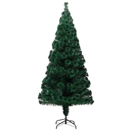 Sapin de Noël artificiel avec support vert 210 cm fibre optique