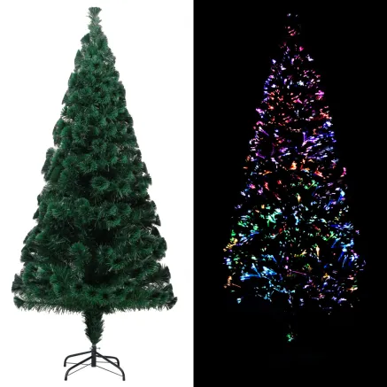 Sapin de Noël artificiel avec support vert 240 cm fibre optique
