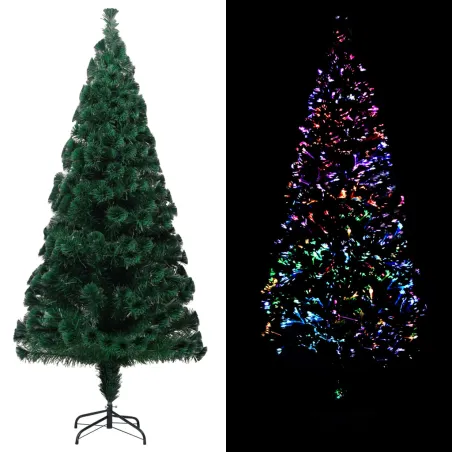 Sapin de Noël artificiel avec support vert 240 cm fibre optique