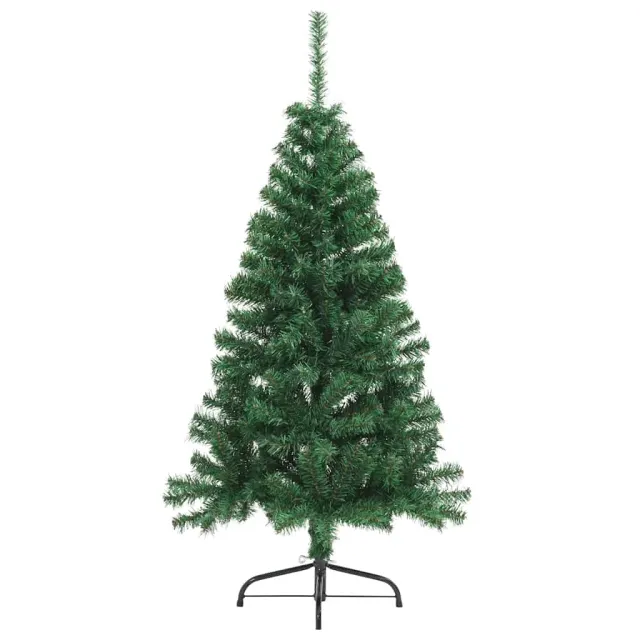 Sapin de Noël artificiel moitié avec support vert 150 cm PVC